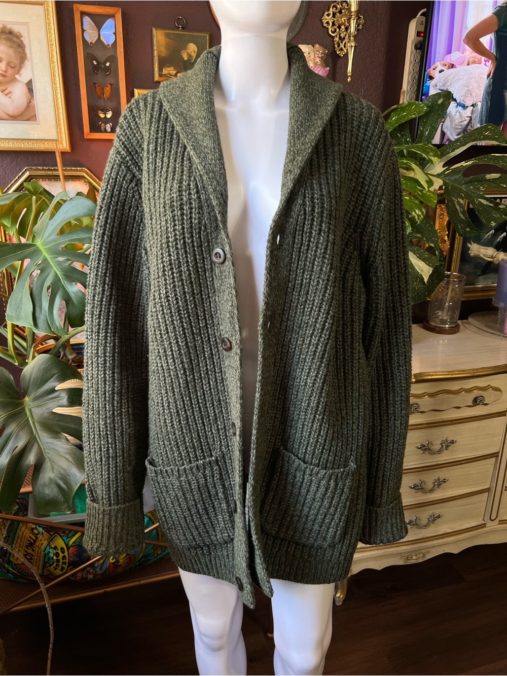 Men's L.L.Bean Classic Ragg Wool Sweater, Cardigan Large Tall
